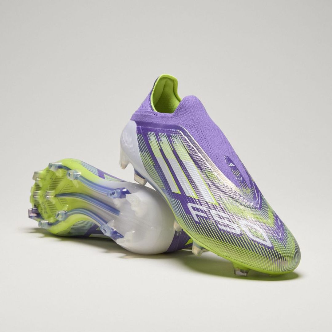 Guayos adidas Unisex F50 Elite Laceless césped natural seco - Morado - Verde