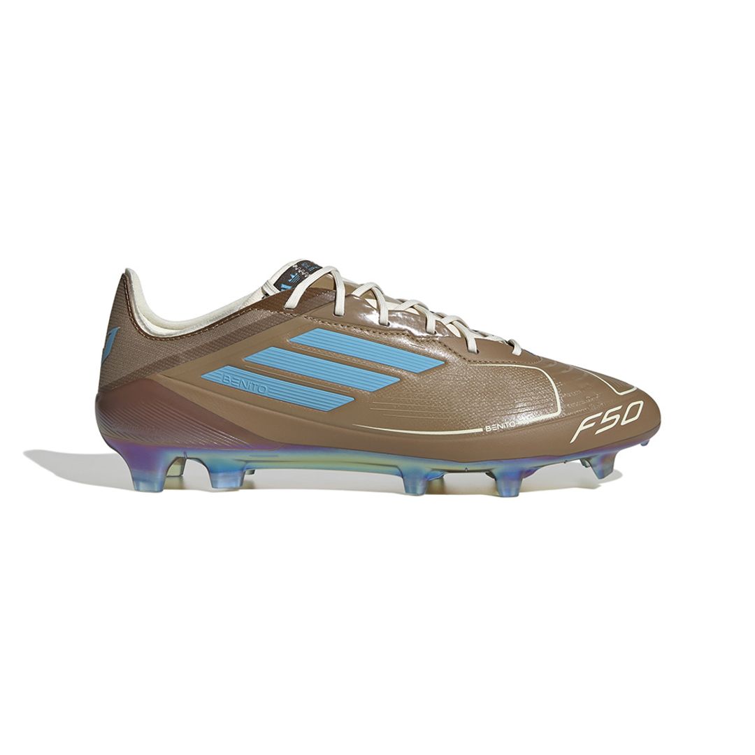 Guayos adidas Hombre F50 Elite Messi & Bad Bunny Firm Ground Boots - Cafe-Azul