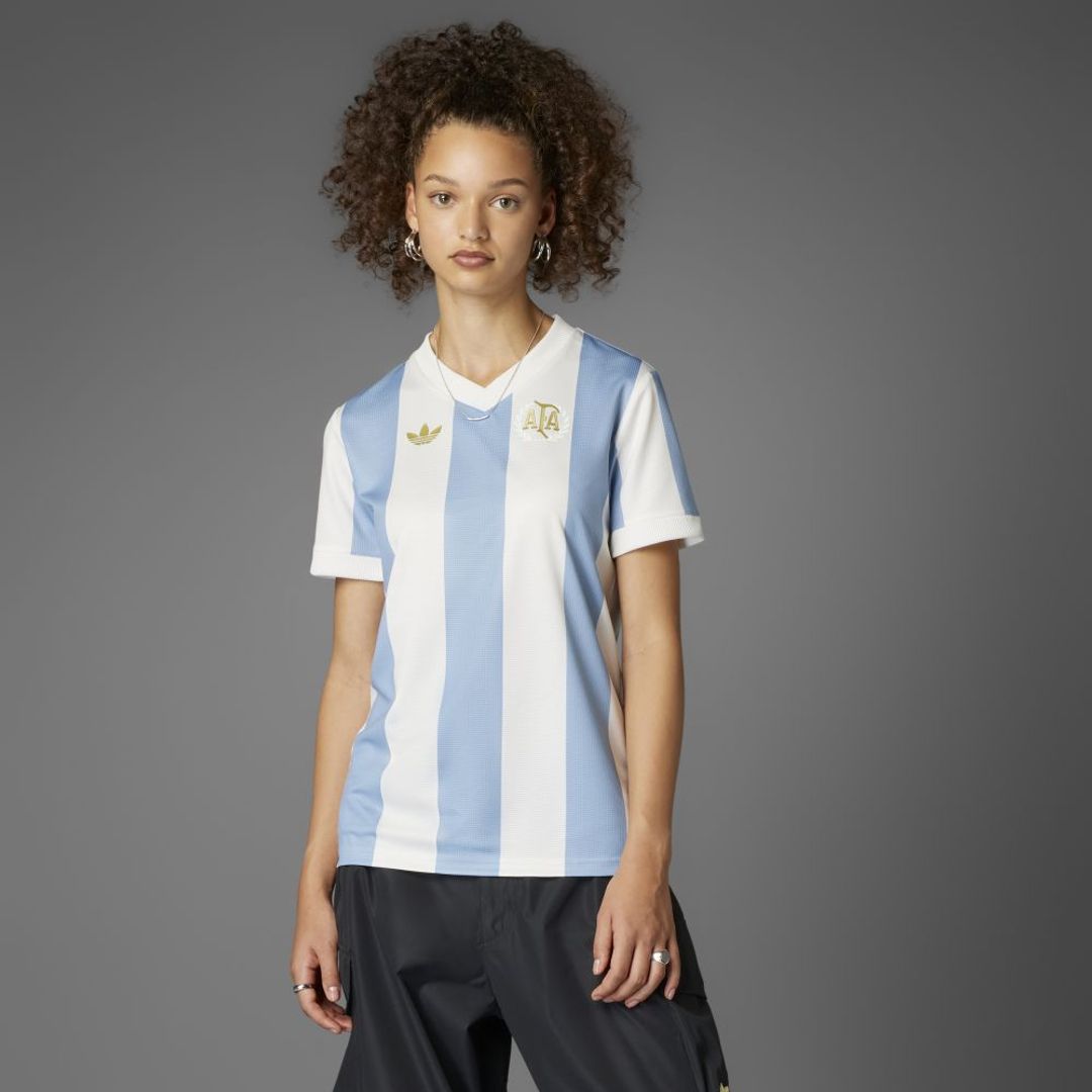 Camiseta adidas Mujer Argentina Aniversario-Azul-Blanco
