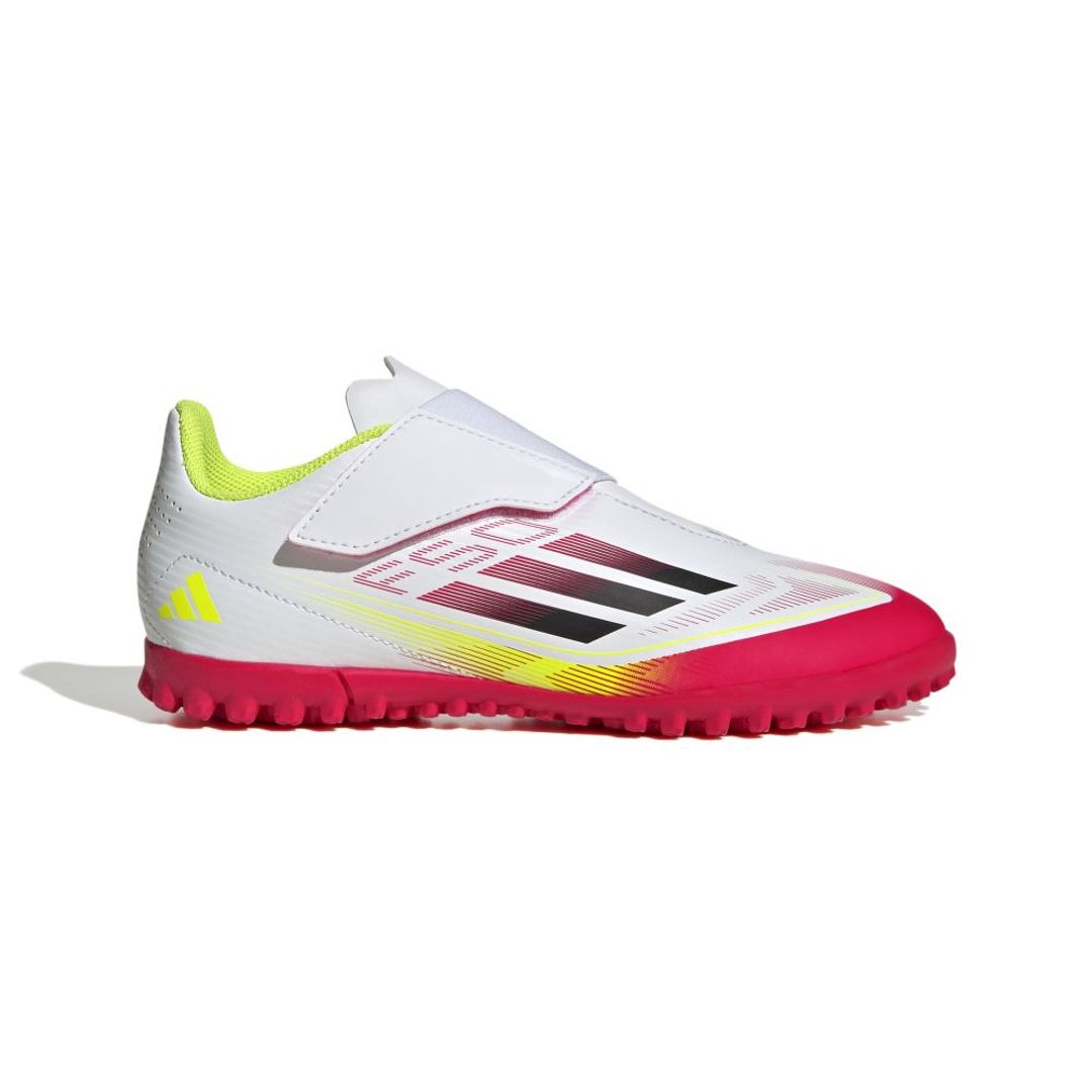 Guayos adidas Kids F50 Club Cierre por Contacto Pasto Sintético-Blanco-Rojo