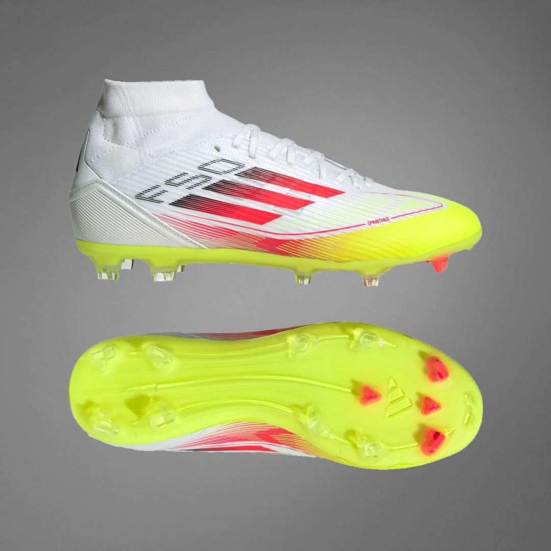 Guayos adidas Mujer F50 League Mid Firm/Multi-Ground Cleats-Blanco-Amarillo