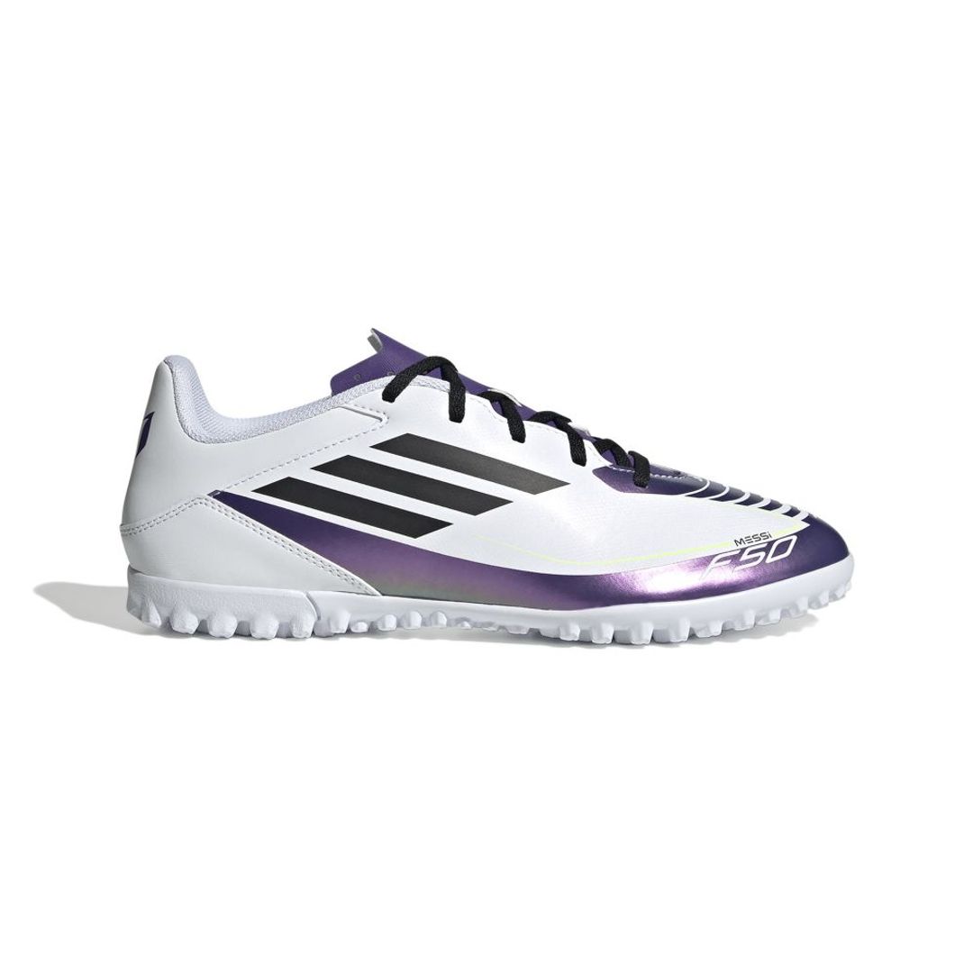 Guayos adidas Hombre F50 Club Messi Pasto Sintetico - Blanco-Purpura